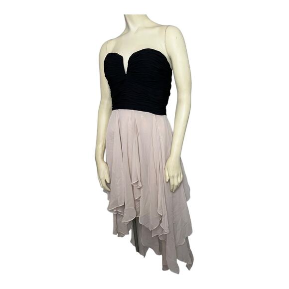 Arden B Strapless Women’s Dress Medium Black Pink High Low Chiffon Ruffle Hem - Picture 4 of 11